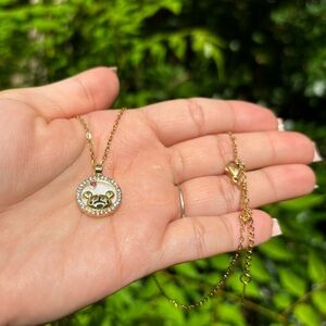 18K Gold Plated Diamond Winnie the Pooh Necklace